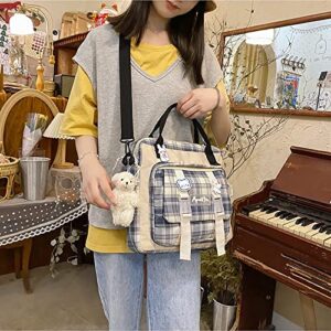 AoMoon Kawaii Backpack Japanese Cute School Bag Ita Bag JK Uniform Bag Aesthetic Backpack with Pin and Cute Accessories for Girls (Black)