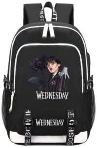 zeloni wednesday backpack laptop school bag bookbag (black 6)