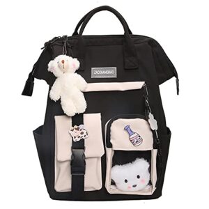 dearsee kawaii backpack with kawaii pin and accessories, cute backpack aesthetic school bag cute kawaii backpack for girls