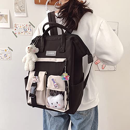 Dearsee Kawaii Backpack with Kawaii Pin and Accessories, Cute Backpack Aesthetic School Bag Cute Kawaii Backpack for Girls