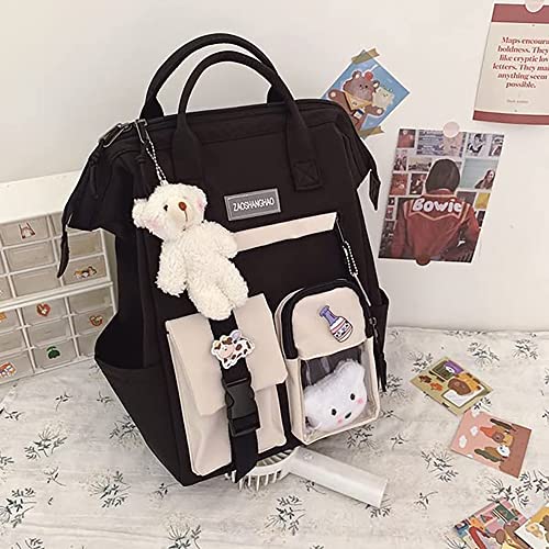 Dearsee Kawaii Backpack with Kawaii Pin and Accessories, Cute Backpack Aesthetic School Bag Cute Kawaii Backpack for Girls