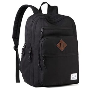 vaschy school backpack for men, unisex large bookbag schoolbag casual daypack for high school/college/teens/travel/work black
