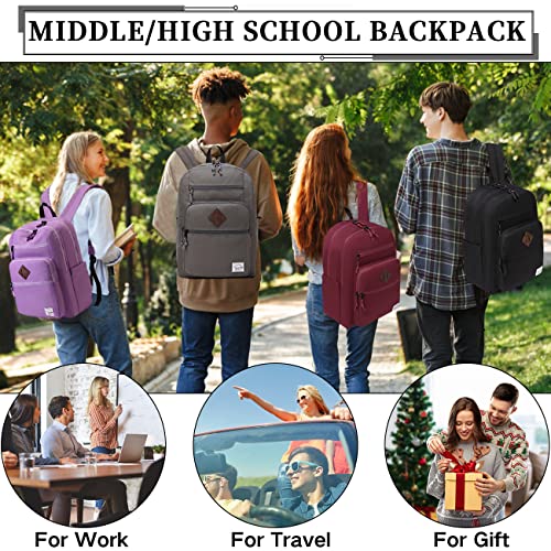 VASCHY School Backpack for Men, Unisex Large Bookbag Schoolbag Casual Daypack for High School/College/Teens/Travel/Work Black