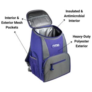 RTIC Lightweight Backpack Cooler 15 Can, Lavender & Grey, Portable Insulated Bag for Men & Women, Leak Proof Material