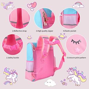 BUTI4WLD Unicorn Backpack for Girls, 15inch Pink Girls Bookbag for School Elementary, kids Travel Backpack with Adjustable Strap / Side Pocket / Laptop Compartment