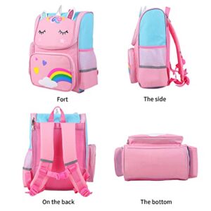 BUTI4WLD Unicorn Backpack for Girls, 15inch Pink Girls Bookbag for School Elementary, kids Travel Backpack with Adjustable Strap / Side Pocket / Laptop Compartment