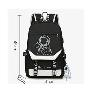 WZCSLM Stylish Computer Backpack College Casual Daypack with USB Port Business Work Backpack Laptop Bag for Men/Women Cartoon astronaut Glow at nightPattern space travel (astronaut)