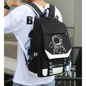 WZCSLM Stylish Computer Backpack College Casual Daypack with USB Port Business Work Backpack Laptop Bag for Men/Women Cartoon astronaut Glow at nightPattern space travel (astronaut)