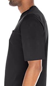 MediChic Men's V-Neck Hi-Low Top with One Chest Pocket and Mesh Gusset, Black, Size Large