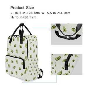 MOYYO Healthy Fruit Avocado School Backpack College Bookbag Water Resistant Laptop Backpack Casual Lightweight Travel Backpack for Teens Girl Women, 10.5x5.5x15 inch