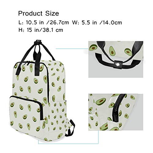 MOYYO Healthy Fruit Avocado School Backpack College Bookbag Water Resistant Laptop Backpack Casual Lightweight Travel Backpack for Teens Girl Women, 10.5x5.5x15 inch