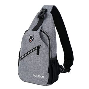 sengtor waterproof small grey sling crossbody backpack, lightweight one strap backpack,multipurpose crossbody shoulder bag travel hiking daypack