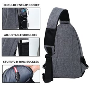 Sengtor Waterproof small Grey Sling Crossbody Backpack, Lightweight One Strap Backpack,Multipurpose Crossbody Shoulder Bag Travel Hiking Daypack