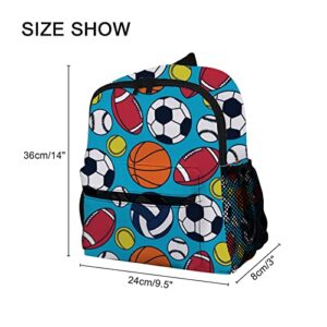 Cute Football Soccer Basketball Kids Backpack, Mini Bag for Boys Girls Preschool Travel