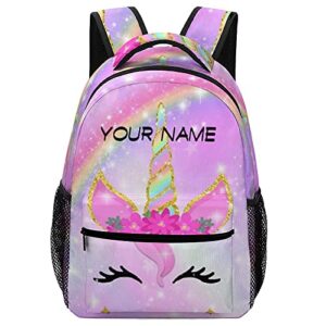 custom kid’s backpack, pink unicorn rainbow personalized backpack add your name, customization backpack for boys girls student