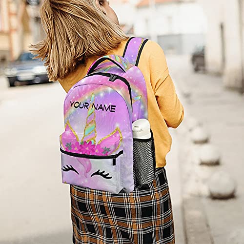 Custom Kid's Backpack, Pink Unicorn Rainbow Personalized Backpack Add Your Name, Customization Backpack for Boys Girls Student