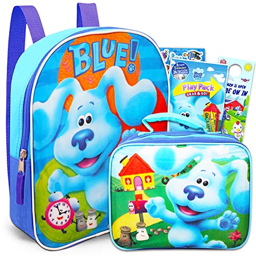 Fast Forward Blues Clues Mini Backpack and Lunch Box Set - Bundle with Blue’s Clues Backpack, Blues Clues Lunch Box, Mini Coloring Book, Stickers, More | Blues Clues Backpack for Toddlers