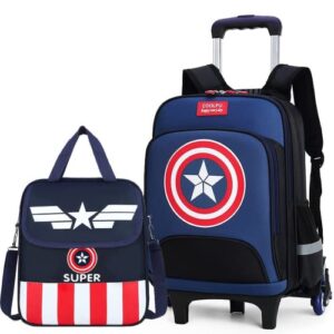 cartoon rolling backpack boys and girls roller travel bag with wheels, detachable college laptop luggage vacation backpacks