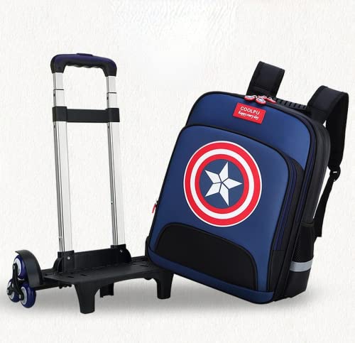 Cartoon Rolling Backpack Boys and Girls Roller Travel Bag with Wheels, Detachable College Laptop Luggage Vacation Backpacks