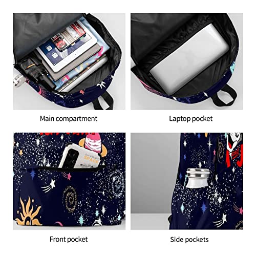 Cute Cartoon Cat Backpack,Universe Space Star Planet Casual Daypack,Laptop Backpack,Shoulder Bag,College Backpack,Travel Outdoor Backpack Cute Teen Backpacks For Men Women College Simple Backpack-A1