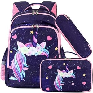 camtop girls backpack for school with lunch box kids bookbag set for elementary middle school (believe in magic)