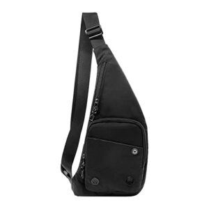 long keeper sling slim bag – casual women men crossbody daypack lightweight hiking running travel waterproof chest bag (black)