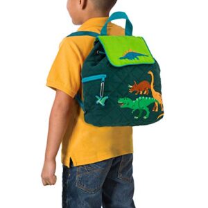 Stephen Joseph Kids' Unisex Toddler Back to School, Quilted Backpack, Dinos Dark Green, One Size