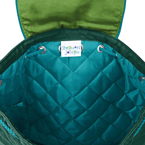 Stephen Joseph Kids' Unisex Toddler Back to School, Quilted Backpack, Dinos Dark Green, One Size