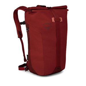 osprey packs transporter roll top laptop backpack, ruffian red
