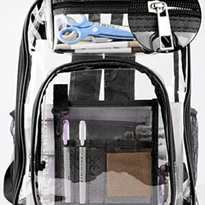 Teskyer Clear Backpack, Heavy Duty Clear Backpack for Boys and Girls, Kids Clear Backpack for School, Stadium Approved, Black