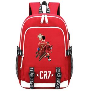 gengx wesqi teens cristiano ronaldo school backpack with usb charging port-durable waterproof bookbag casual daypack