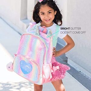 mibasies Kids Unicorn Backpack with Lunch Box for Girls Rainbow School Bag