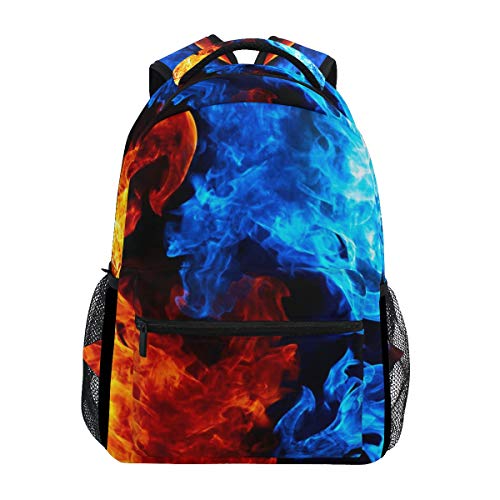 Ice and Fire Backpack for Boys Girls Fire Water Bookbag Elementary School Casual Travel Bag Computer Laptop Daypack