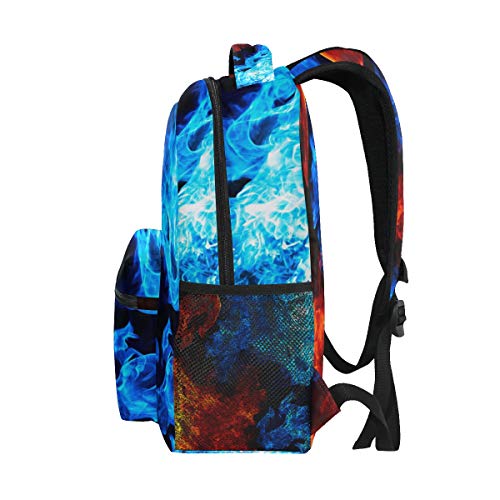 Ice and Fire Backpack for Boys Girls Fire Water Bookbag Elementary School Casual Travel Bag Computer Laptop Daypack