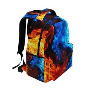 Ice and Fire Backpack for Boys Girls Fire Water Bookbag Elementary School Casual Travel Bag Computer Laptop Daypack