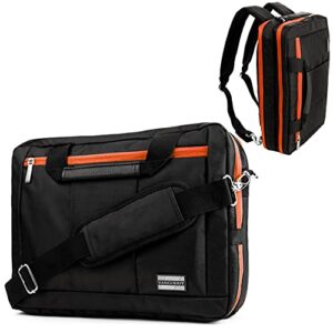 Vangoddy El Prado 3-in-1 13" 14 inch Laptop Messenger Bag Backpack (Orange Black)