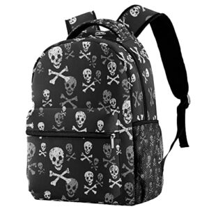 skulls bones pattern backpack students shoulder bags travel bag college school backpacks