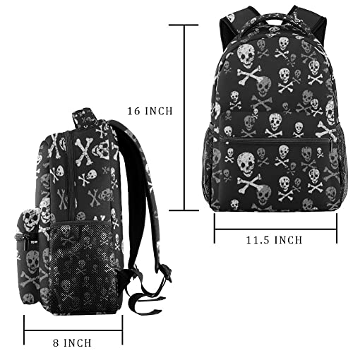 Skulls Bones Pattern Backpack Students Shoulder Bags Travel Bag College School Backpacks
