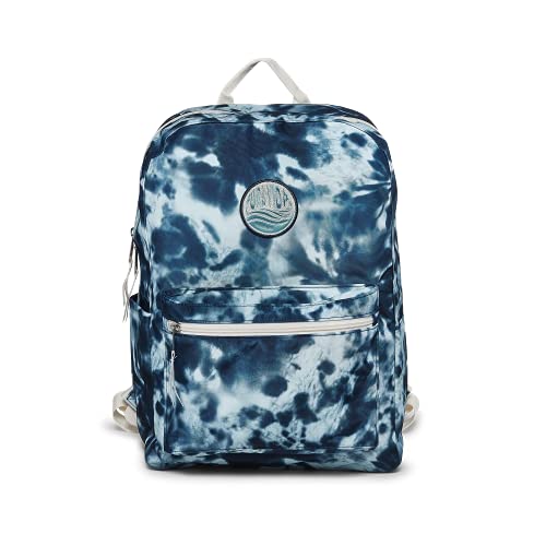 Pura Vida Blue Tie Dye Backpack Travel Bag - 400D Polyester, Brand Patch - Large Capacity, 29 Liters