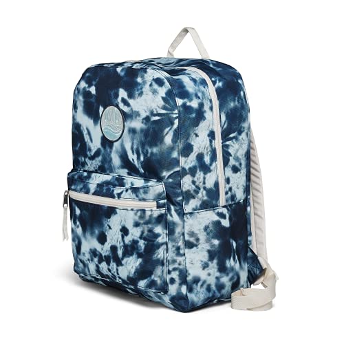 Pura Vida Blue Tie Dye Backpack Travel Bag - 400D Polyester, Brand Patch - Large Capacity, 29 Liters