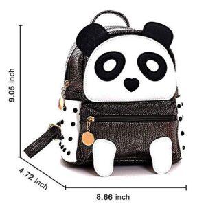 Panda Backpack for Girls and Boys Cute Waterproof Leather Small Travel Bag Adorable Gift for Kids, Cinnamon