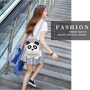 Panda Backpack for Girls and Boys Cute Waterproof Leather Small Travel Bag Adorable Gift for Kids, Cinnamon