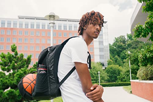 POINT3 New Road Trip Tech Backpack - Basketball Backpack with Waterproof Laptop Sleeve - Every Compartment You Need for Ball, Gear, Shoes, Books & Laptops (Black)