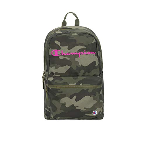 Champion unisex adult Varsity Backpacks, Camo Olive/Fuchsia, One Size US