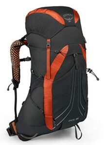 osprey exos 38 men’s backpacking backpack, blaze black, medium