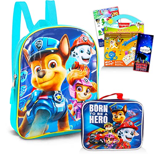 Nick Shop Paw Patrol Backpack and Lunch Bag Set for Boys, Girls - Bundle with Paw Patrol Backpack and Insulated Lunch Box Plus Activity Book, Stickers and More (Paw Patrol School Supplies For Kids)