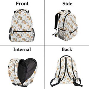 Wamika Welsh Corgi Dog Unicorn Backpacks for Kids Women Men, Dogs Design Computer Laptop Backpack, Casual Book Bag Travel Camping Daypack