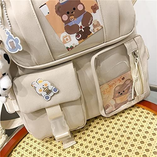 SHIDAI Kawaii Girl Cute Backpack Cute Aesthetic Backpack for School (Beige,ONE SIZE), DRF-1287