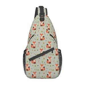 cute fox sling backpack, multipurpose crossbody shoulder bag travel hiking daypack for men women