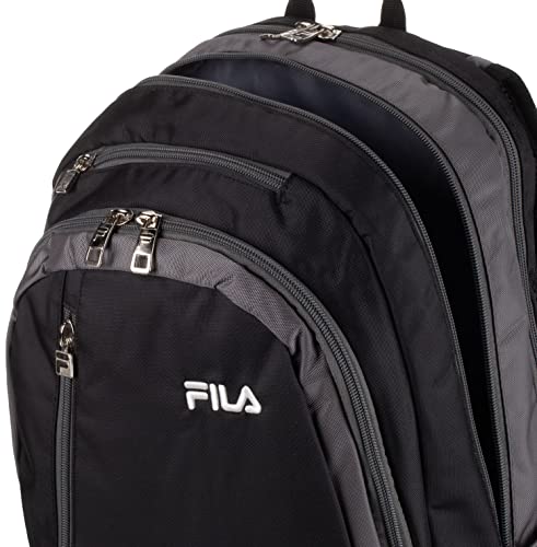 FILA Duel School Laptop Computer Tablet Book Bag, Black, One Size